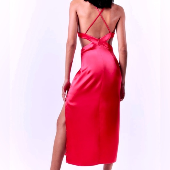 ZARA 💖 SATIN DRESS WITH CUT-OUT DETAIL PINK - Picture 1 of 6